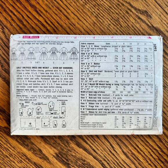 Vintage 1960s Simplicity 5092 Sewing Pattern Womens Size S Dress Weskit COMPLETE - Picture 2 of 2